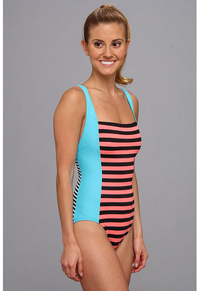 TYR Huntington Beach Stripes Deep V-Back One-Piece Swimsuit