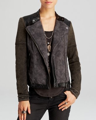 Free People Jacket - Rugged Pieced Faux Leather Trim Moto