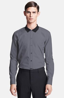Lanvin Cotton Shirt with Contrast Knit Collar
