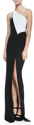 Yigal Azrouel Cut25 by One-Shoulder Colorblock Jersey Gown