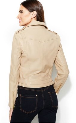 MICHAEL Michael Kors Dual-Zip Leather Moto Jacket