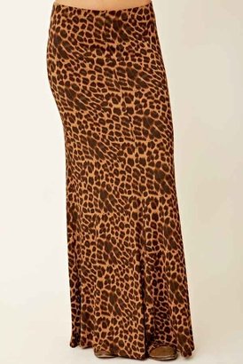 Blu Moon Fitted Bias Skirt in Leopard