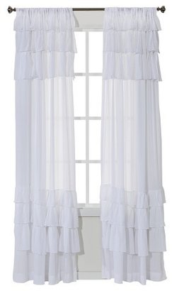 Simply Shabby Chic® Horizontal Gauze Ruffle Curtain Panel - White (52x84")
