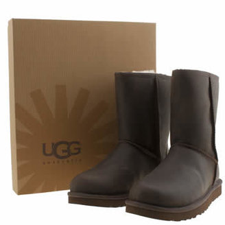 UGG womens dark brown classic short leather boots