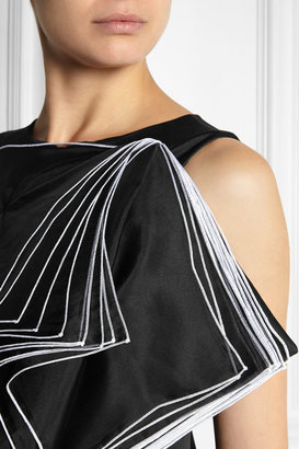Christopher Kane Layered silk organza-paneled satin mini dress