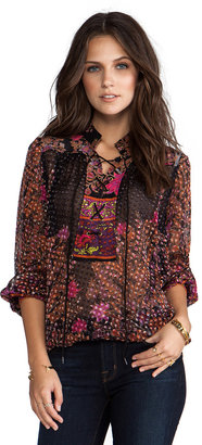 Tracy Reese Silk Prints Lace-Up Blouse