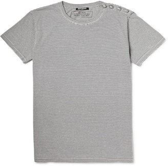Balmain Button-Embellished Striped Cotton-Jersey T-Shirt