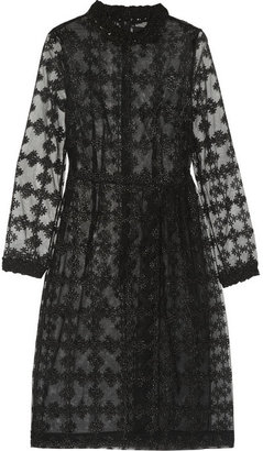 Simone Rocha Metallic-embroidered tulle dress