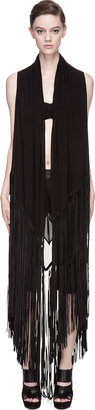 Gareth Pugh Black Leather- Tasseled Woven Silk Shawl