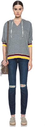 Current/Elliott Striped Cropped Sleeve Cotton-Blend Sweatshirt in Heather