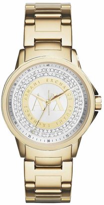 Armani Exchange Gold And Silver Dial With Gold IP Plated Bracelet Ladies Watch