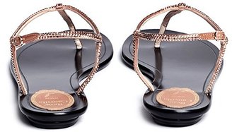 Rene Caovilla Crystal T-strap flat sandals