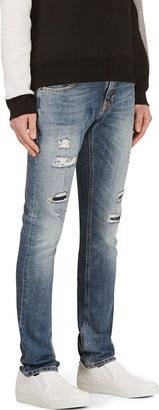 Nudie Jeans Blue Organic Distressed Tight Long John Jeans