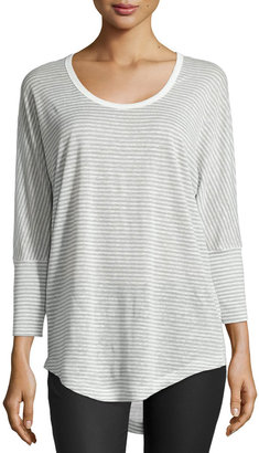 Joie Long-Sleeve Striped Shirt, Silver/Porcelain