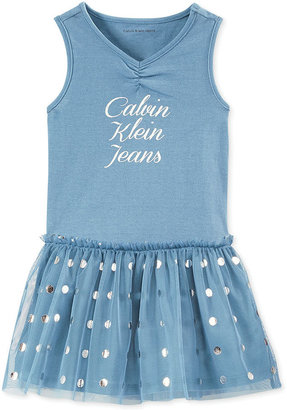 Calvin Klein Little Girls' Mesh with Foil Dress