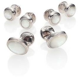 Saks Fifth Avenue Mother of Pearl Stud & Cuff Link Set