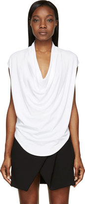 Helmut Lang White Cowl Kinetic Sleeveless T-Shirt