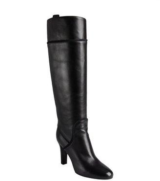 Yves Saint Laurent 2263 Yves Saint Laurent black leather 'Passy 90' rope trim stacked heel boots