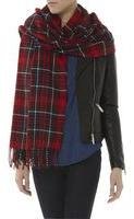 Dorothy Perkins Womens Red Check Blanket Scarf- Red