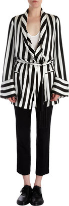 Ann Demeulemeester Striped Satin Robe Jacket