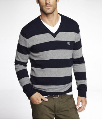 Express Rugby Stripe V-Neck Sweater