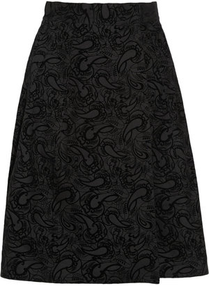 McQ Velvet paisley-flocked cotton-twill skirt