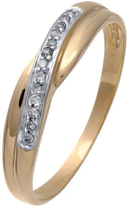 Love DIAMOND 9 Carat Yellow Gold Diamond-Set Crossover Ring