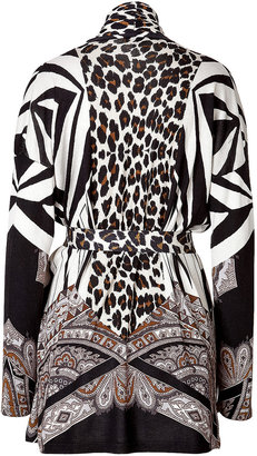 Etro Silk-Cashmere Mixed Animal Print Cardigan in Black/White Gr. 36