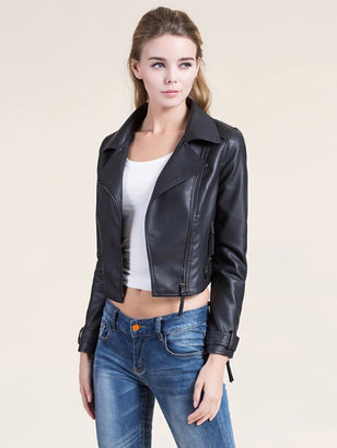 Choies Black Leather Short Biker Jacket