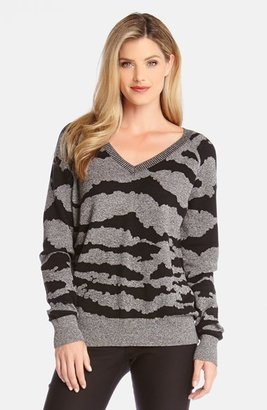 Karen Kane V-Neck Jacquard Sweater