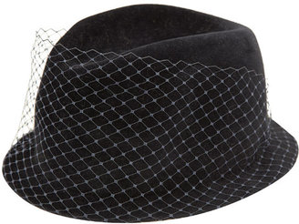 Muhlbauer Dark Blue Velvet Hat with Netting