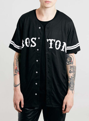 Topman Black Boston Mesh Baseball T-Shirt