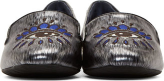 Kenzo Silver Embroidered Eye Loafers