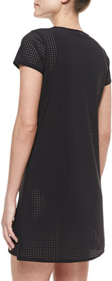Karla Colletto Perforated Jersey Round-Neck Coverup Dress