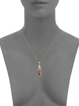 Marquis Plevé Raspberry Diamond & 18K Yellow Gold Ombré Pendant Necklace