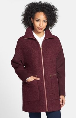 MICHAEL Michael Kors Zip Front Bouclé Wool Blend Coat