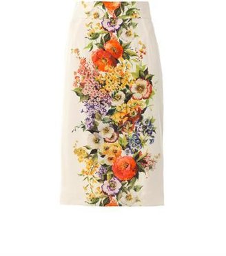 Dolce & Gabbana Floral-print silk-blend pencil skirt