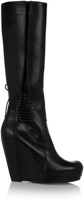 Rick Owens Leather wedge knee boots