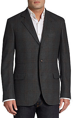 Brunello Cucinelli Wool-Blend Glen-Plaid Sportcoat