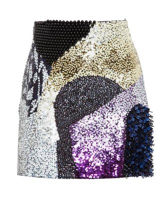 3.1 Phillip Lim Beaded Wool Mini Skirt