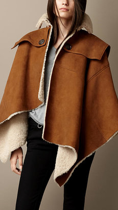 Burberry Shearling Poncho Cape