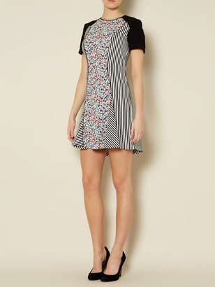 Sportmax Code Miranda short sleeve floral strip flare dress