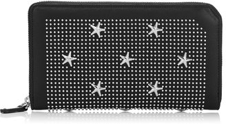 Jimmy Choo Carnaby Black Soft Calf Leather Travel Wallet with Stars and Studs