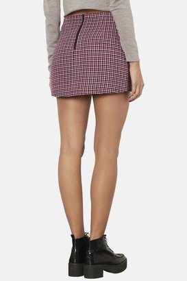 Topshop Zip Detail Houndstooth Miniskirt (Regular & Petite)