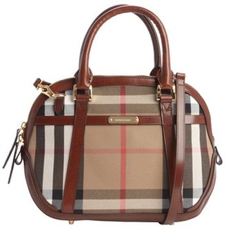 Burberry dark brown plaid canvas 'Orchard' small shoulder bag