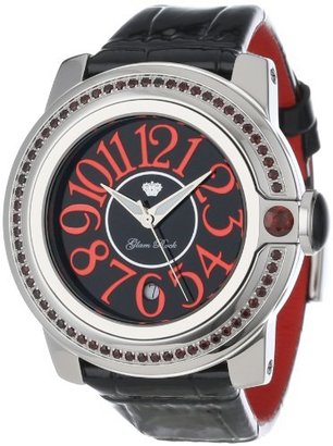 Glam Rock Women's GR32048-DEBZ So-Be Mood Black Dial Garnet Stones Accented Black Patent Leather Watch