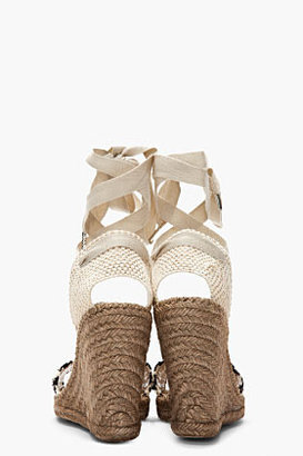 Marc Jacobs Navy & White Striped Espadrille Wedge Sandals