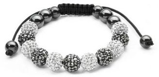 Shamballa Swesky style black & white cz crystal bracelet with hematite beads