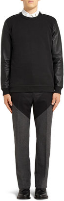 Givenchy Leather-Sleeved Cotton Sweater