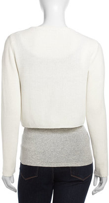 Tart Rouen Lightweight Textured-Knit Cardigan, White
